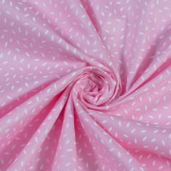 Pink Color Glace Cotton Printed Fabric(60Cm Piece)