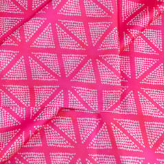 Pink Color Georgette Satin Printed Fabric