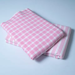 Pink Color Cotton Yarn Dyed Checks and Stripes Fabric Set