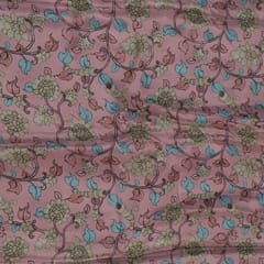 Onion Pink Color Crepe Printed Fabric