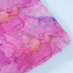 Pink Color Organza Digital Printed Fabric