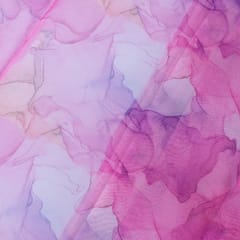 Pink Color Organza Digital Printed Fabric