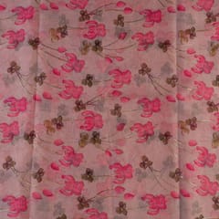 Pink Color Foil Organza Printed Fabric