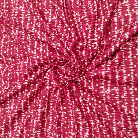 Pink Polka Dot Printed Rayon Fabric