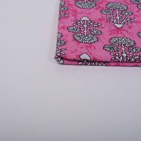 Pink Color Cotton Printed Fabric