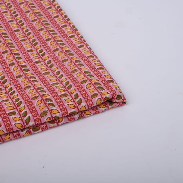 Pink Color Cotton Printed Fabric