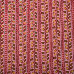 Pink Color Cotton Printed Fabric