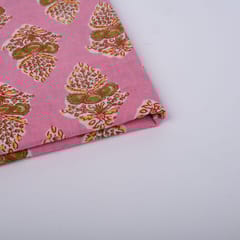 Pink Color Cotton Printed Fabric