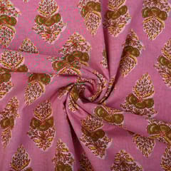 Pink Color Cotton Printed Fabric