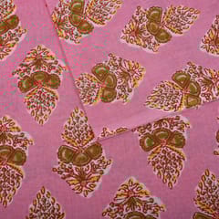 Pink Color Cotton Printed Fabric