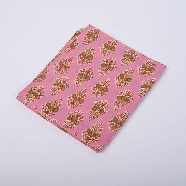 Pink Color Cotton Printed Fabric