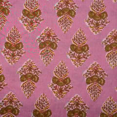 Pink Color Cotton Printed Fabric
