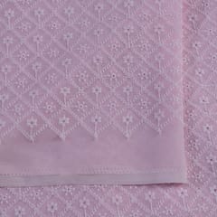 Pink Color Georgette Chikan Embroidered Fabric (1Meter Piece)
