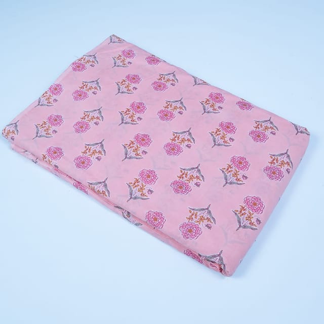 Pink Color Cotton Printed Fabric