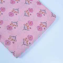Pink Color Cotton Printed Fabric