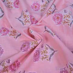 Pink Color Cotton Printed Fabric