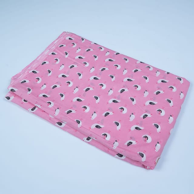 Pink Color Cotton Printed Fabric