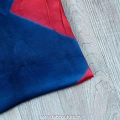 Blue With Red Gajji Silk Clamp Dyed Fabric 2.5 Metre Piece