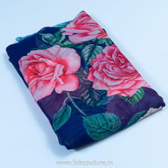 Royal Blue Tabby Silk Digital Printed Fabric