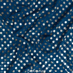Peacock Blue Colour Georgette Foil Dots Printed Fabric