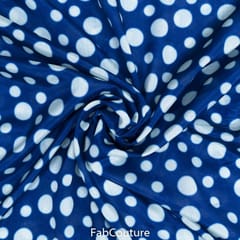Blue Colour Chiffon Digital Printed Fabric