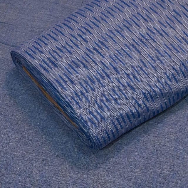 Blue & White  colour Pure Cotton Ikkat Set
