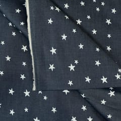 Blue Color Denim Star Printed Fabric