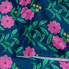 Blue Color Crepe Printed Fabric
