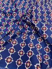 Dark blue base fabric with flowers