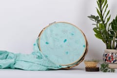 Blue color linen cotton Printed Fabric
