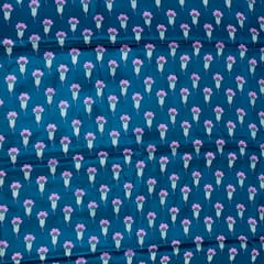 Blue Digital Crepe Printed Fabric