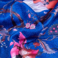 Royal Blue Velvet Digital Printed Fabric