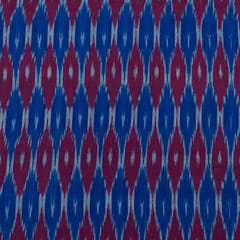 Blue with Maroon Ikat Fabric