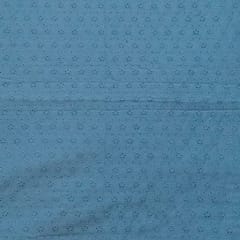 Sky Blue Color Cotton Chikan Embroidered Fabric