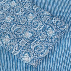 5 Mtr. Blue Color Cotton Cambric Print Set