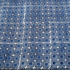 Blue Color Daboo goemetric Printed Fabric