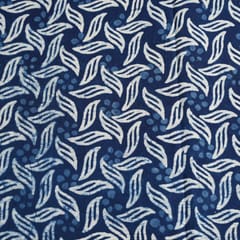 Blue Color Daboo Leaf Printed Fabric