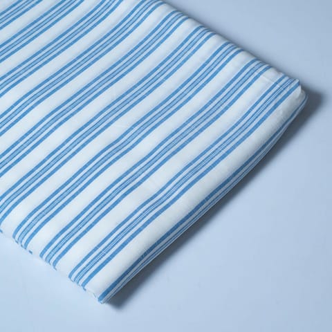 Blue Color Cotton Yarn Dyed Stripes Fabric