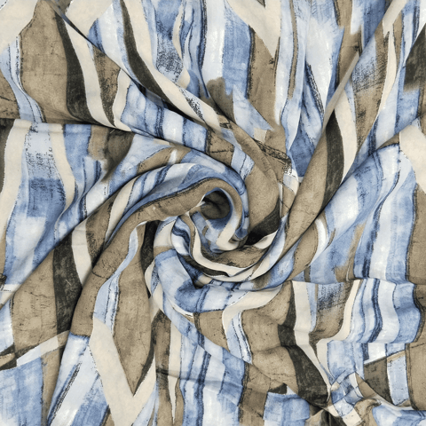 Blue Shades Abstract Printed Georgette Fabric