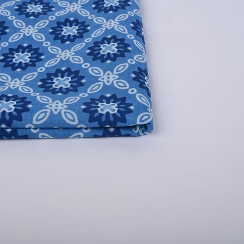 Blue Color Cotton Printed Fabric