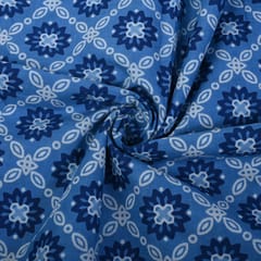 Blue Color Cotton Printed Fabric