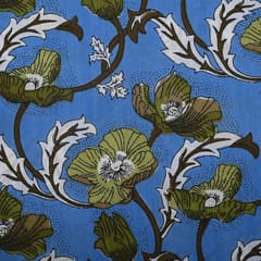 Blue Color Cotton Printed Fabric