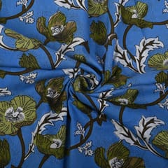 Blue Color Cotton Printed Fabric