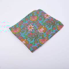 Sea Blue Color Cotton Printed Fabric