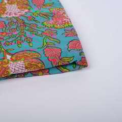 Sea Blue Color Cotton Printed Fabric