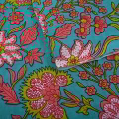 Sea Blue Color Cotton Printed Fabric