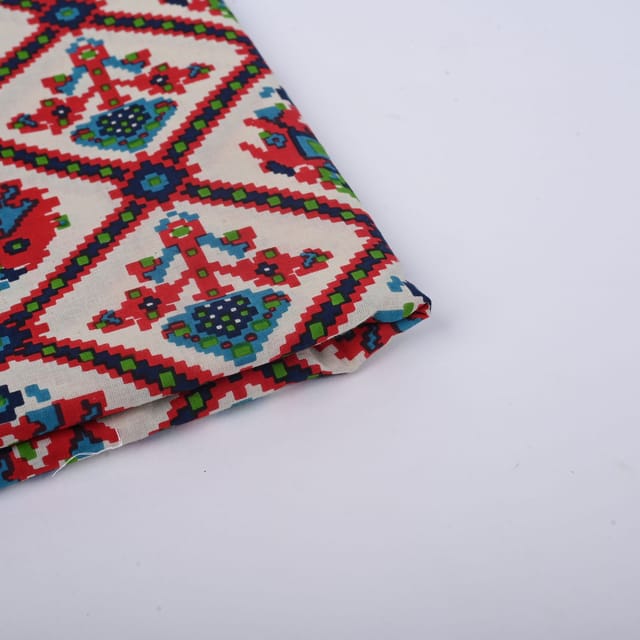 Blue Color Cotton Printed Fabric
