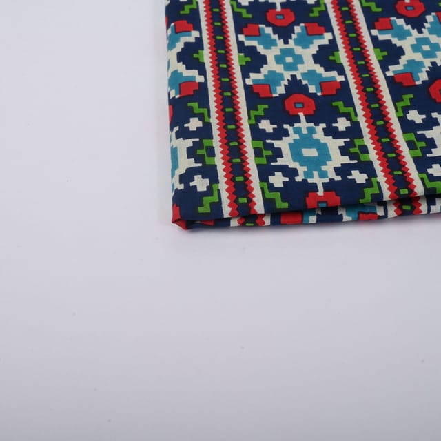 Blue Color Cotton Printed Fabric