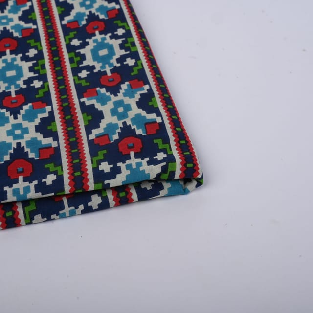 Blue Color Cotton Printed Fabric