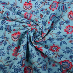 Blue Color Cotton Printed Fabric
